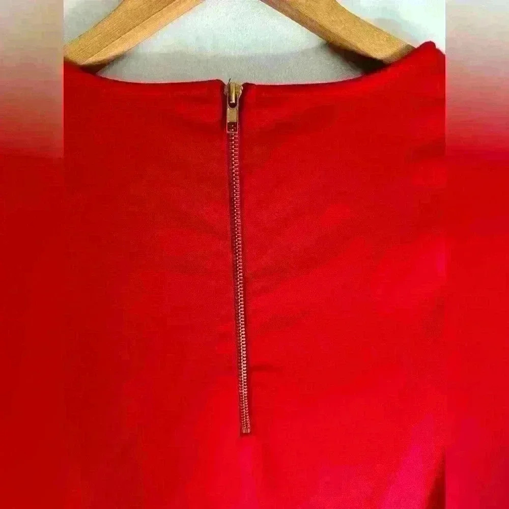 Catherine Malandrino Red Zip Back Top Shirt Blouse Unique Size Small - Picture 6 of 13